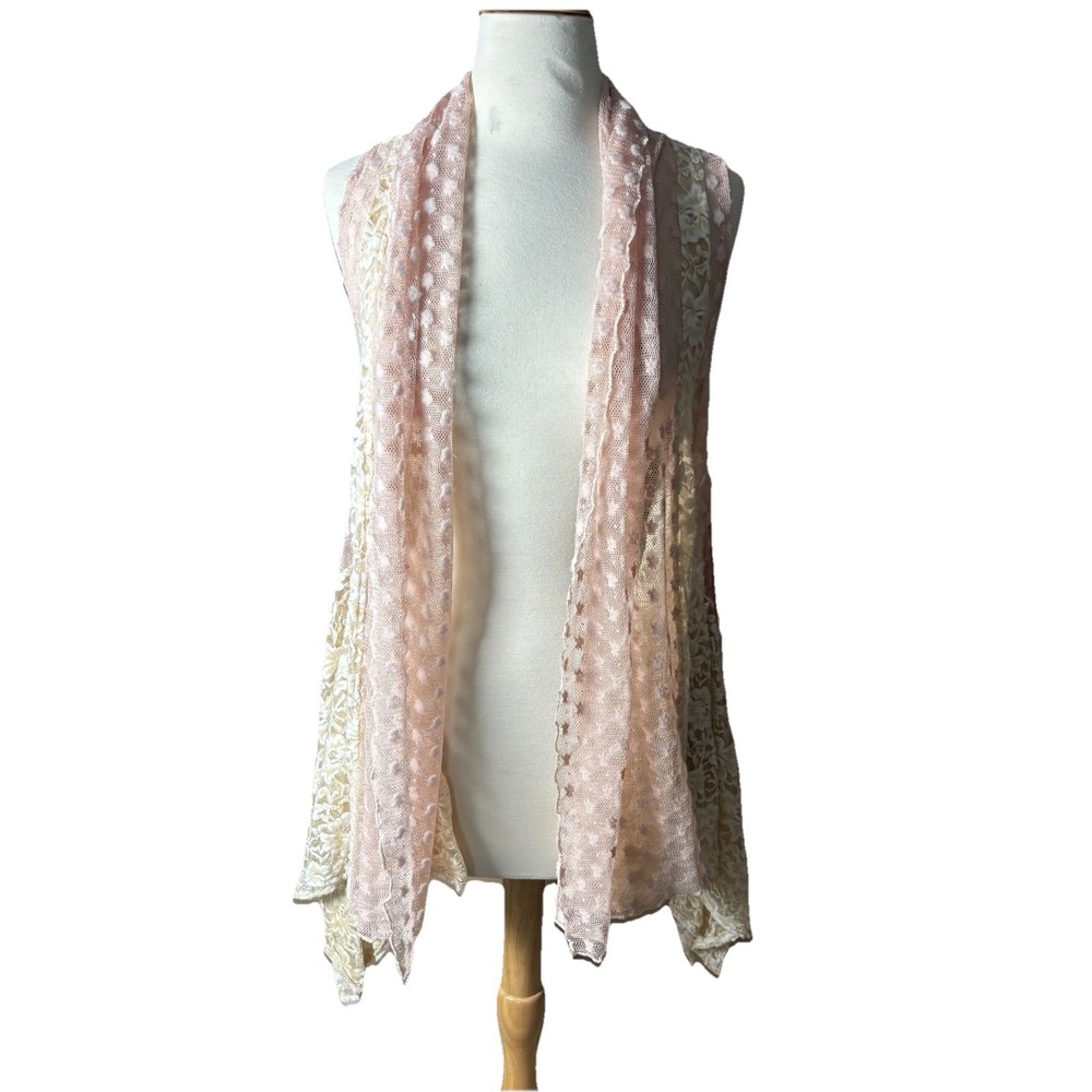 Altar'd State Floral Open Sheer Vest Sleeveless NWT L Fairy Angel Boho Festival